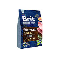 Сухий корм для собак Brit Premium Light з надмірною вагою зі смаком індички 3 кг (8595602526 GM, код: 7568052