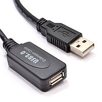Подовжувач пристроїв активн Gutbay USB2.0 A M F (Active) 5.0m AWG24+28 D5.0mm Nickel Cu чорн FE, код: 7455435
