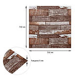 Самоклеюча декоративна 3D панель коричневе дерево 700x700x5мм (049) SW-00000152, фото 4