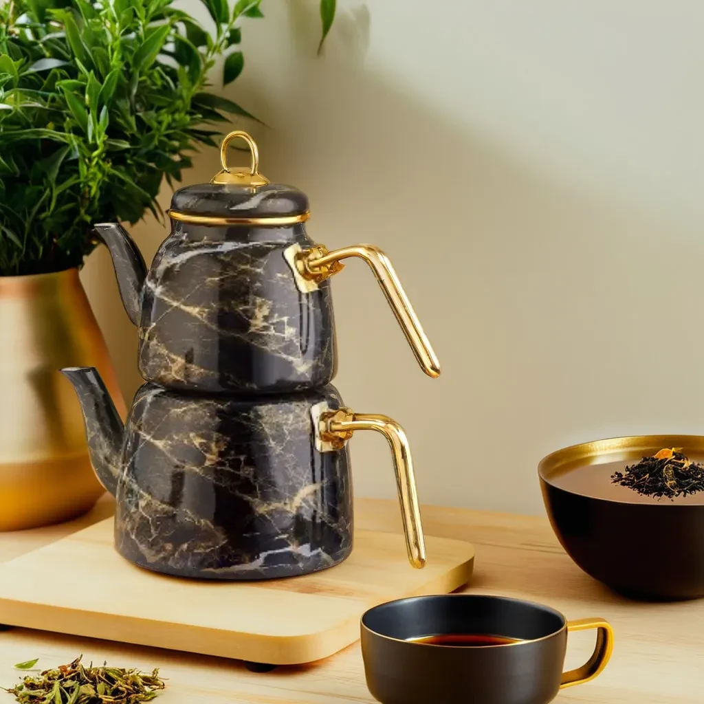 Чайник універсальний двох'ярусний турецький для електричних і газових плит Paçi Elite Class 3 л емаль, фото 1