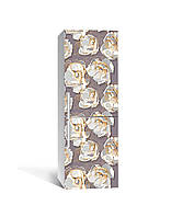 Наклейка на холодильник Zatarga «Цветы серой сепии» 650х2000 мм виниловая 3Д наклейка декор н GG, код: 6441193