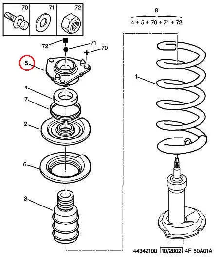 Опора передньої стійки амортизатора Fiat Ducato 230, Peugeot Boxer, Citroen Jumper (94-02), 1323165080, 503872, Rapro, Турція
