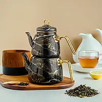 Подвійний емальований чайник для турецького чаю Paçi Elite Class 3 л Двоповерховий турецький гарний чайник