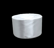 Атласна стрічка 5 см, колір білий, 1 рулон (23 м), Білий