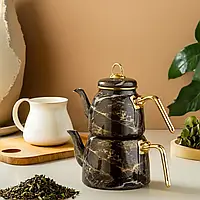 Емальований універсальний турецький чайданлик Paçi Elite Class 3 л, Подвійний чайник для турецького чаю