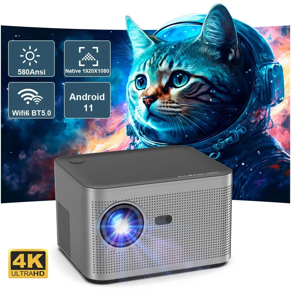 Проектор MAGCUBIC HY350 Gray 4K Dual Wifi 6 4K 580ANSI BT5.0