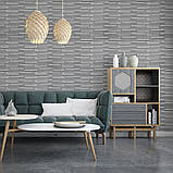 Самоклеюча 3D панель 3080x700x5мм Кладка Срібло SW-00001760, фото 6