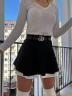 Женские короткие шорты с имитацией юбки под пояс