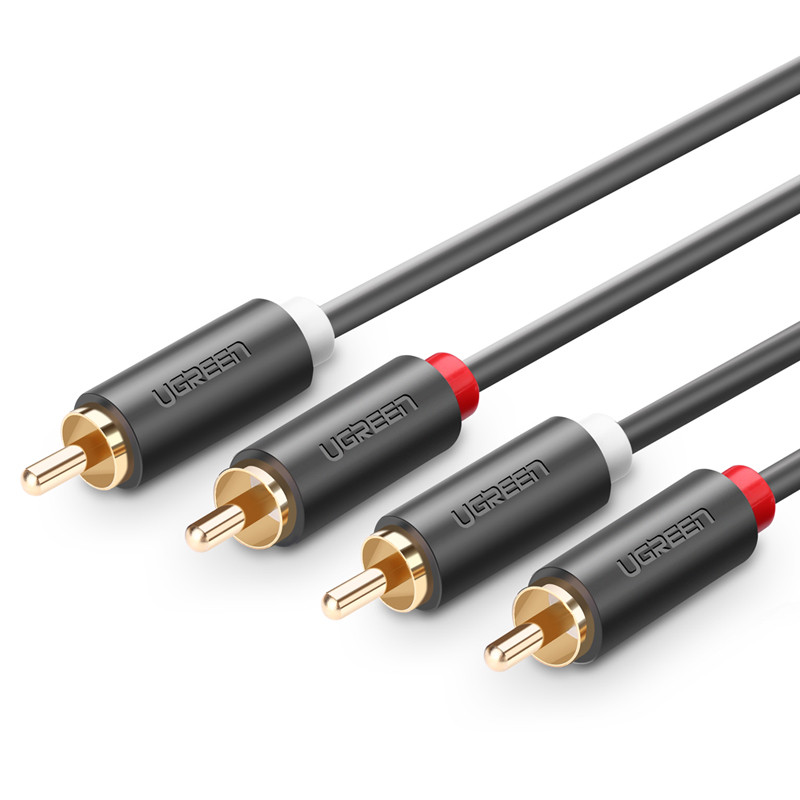 Аудіо кабель тюльпан подвійний RCA RCA UGREEN 2RCA Male to 2RCA Male Cable (1м). Black