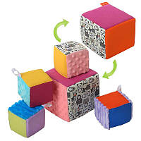 Гр Набір м яких кубиків дизайн 4 "Звірятка" 2050036113 Homefort 5 кубиков, 1 большой 15х15см, 4 маленьких