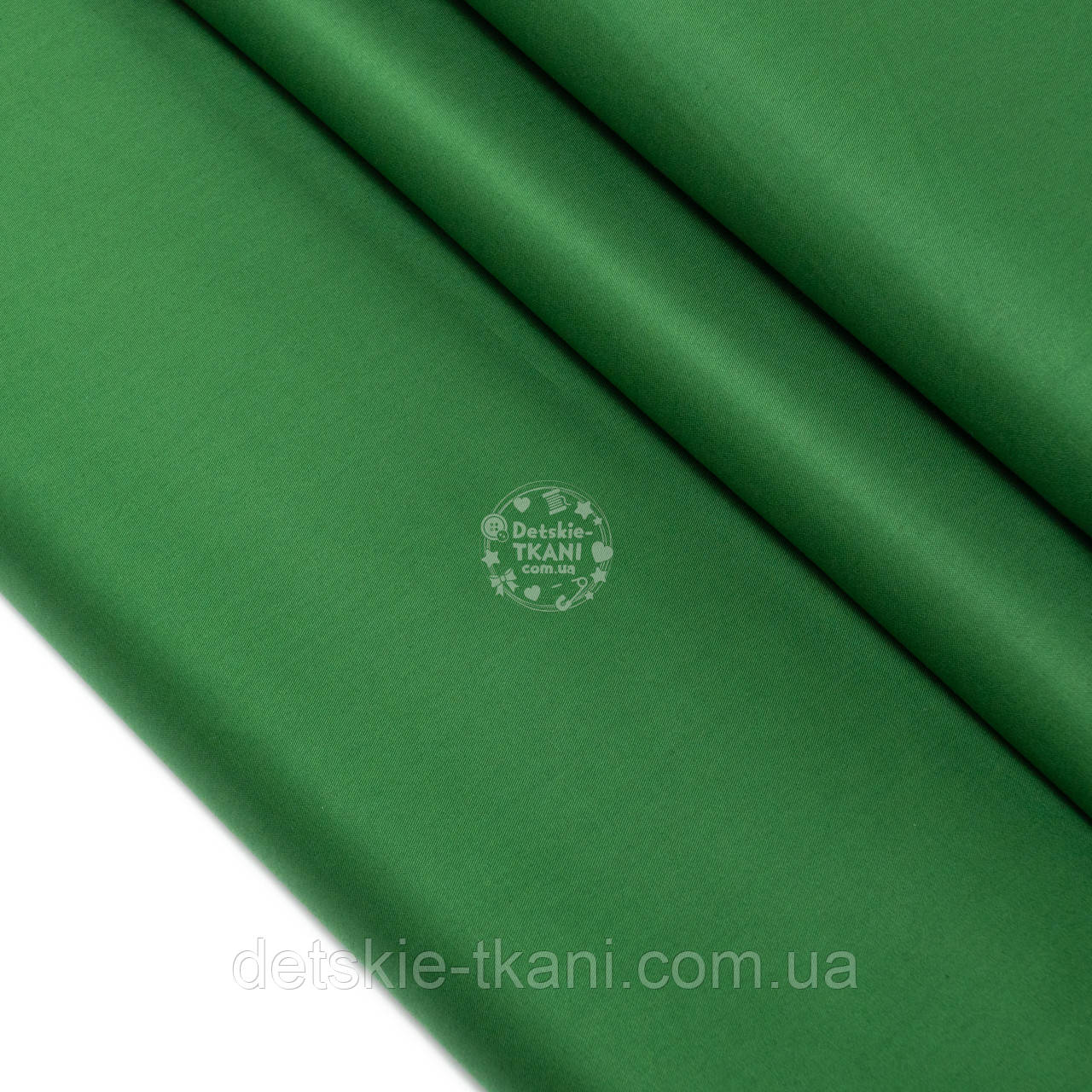 Сатин однотонний шириною 160 см, колір темно-зелений №5064с, фото 1