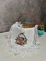 Пасхальная салфетка для корзинки 60*40 см с вышивкой, чехол декоративный на пасхальную корзину VBD-09