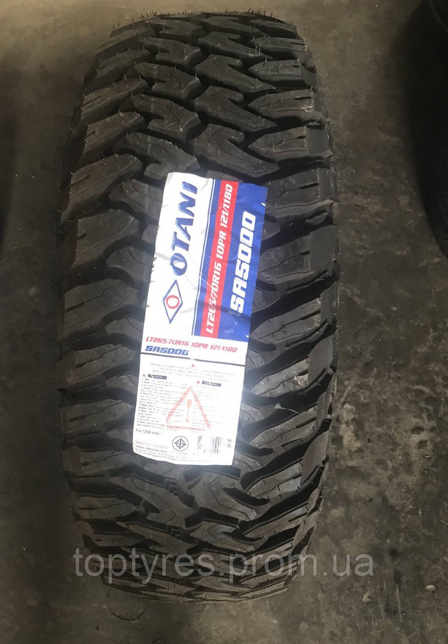 Грязьова шина OTANI МT 265/70 R16/10 121/118Q SA5000 Професійні шини для бездоріжжя