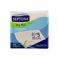 Пелюшки вологопоглинальні Septona одноразові Dry Plus 60*90 15 шт NC, код: 7723591