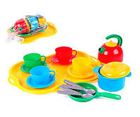 Гр Набір посуду "Маринка 7" 1400 "Technok Toys", каструля, пательня, кришка, чайник, 4 чашки з блюдцями, 4