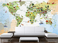 Декор для дитячих кімнат, флізелінові фотошпалери з малюнком "Дитяча карта світу", фото 3