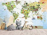 Декор для дитячих кімнат, флізелінові фотошпалери з малюнком "Дитяча карта світу", фото 5