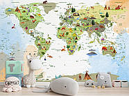 Декор для дитячих кімнат, флізелінові фотошпалери з малюнком "Дитяча карта світу", фото 7