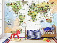 Декор для дитячих кімнат, флізелінові фотошпалери з малюнком "Дитяча карта світу", фото 8