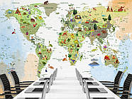 Декор для дитячих кімнат, флізелінові фотошпалери з малюнком "Дитяча карта світу", фото 6