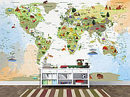 Декор для дитячих кімнат, флізелінові фотошпалери з малюнком "Дитяча карта світу", фото 9