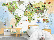 Декор для дитячих кімнат, флізелінові фотошпалери з малюнком "Дитяча карта світу", фото 4