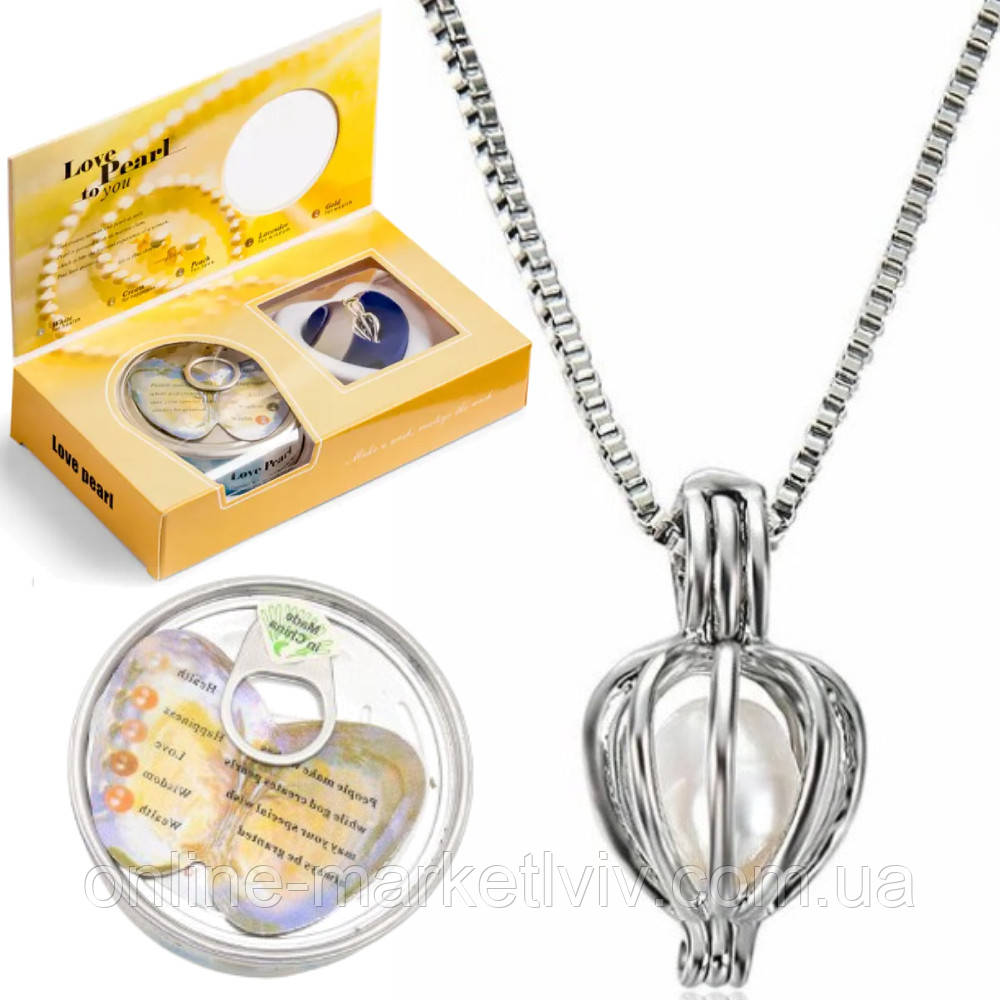 Перлина бажань з кулоном 42 см, в подарунковій упаковці / Жіночий кулончик з перлиною / Підвіска на шию, фото 1