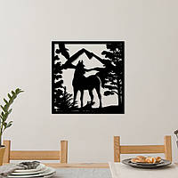 Настенный декор для дома, декоративное панно из дерева "Лошадь и орел", интерьерная картина 50x50 см