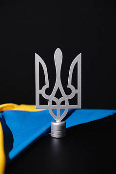 1 шт Навершя до прапору "Тризуб" зі сталі, 160 мм×100 мм, сріблястий Код/Артикул 196 03-004