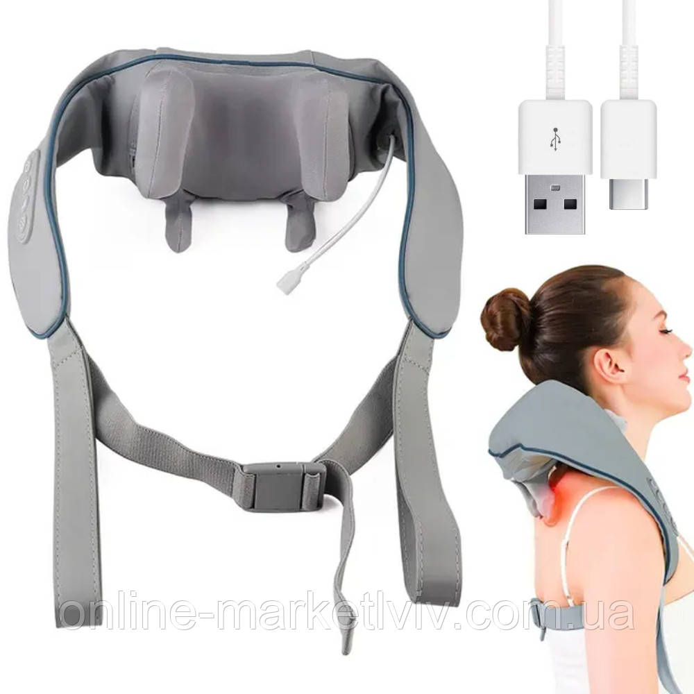 Масажер для шиї, спини та тіла з підігрівом / Електричний масажер для тіла / Роликовий масажер, фото 1