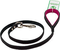Поводок кожаный Lucky Pet 1.0 120 Черно-розовый (4820224217529) DH, код: 7999802