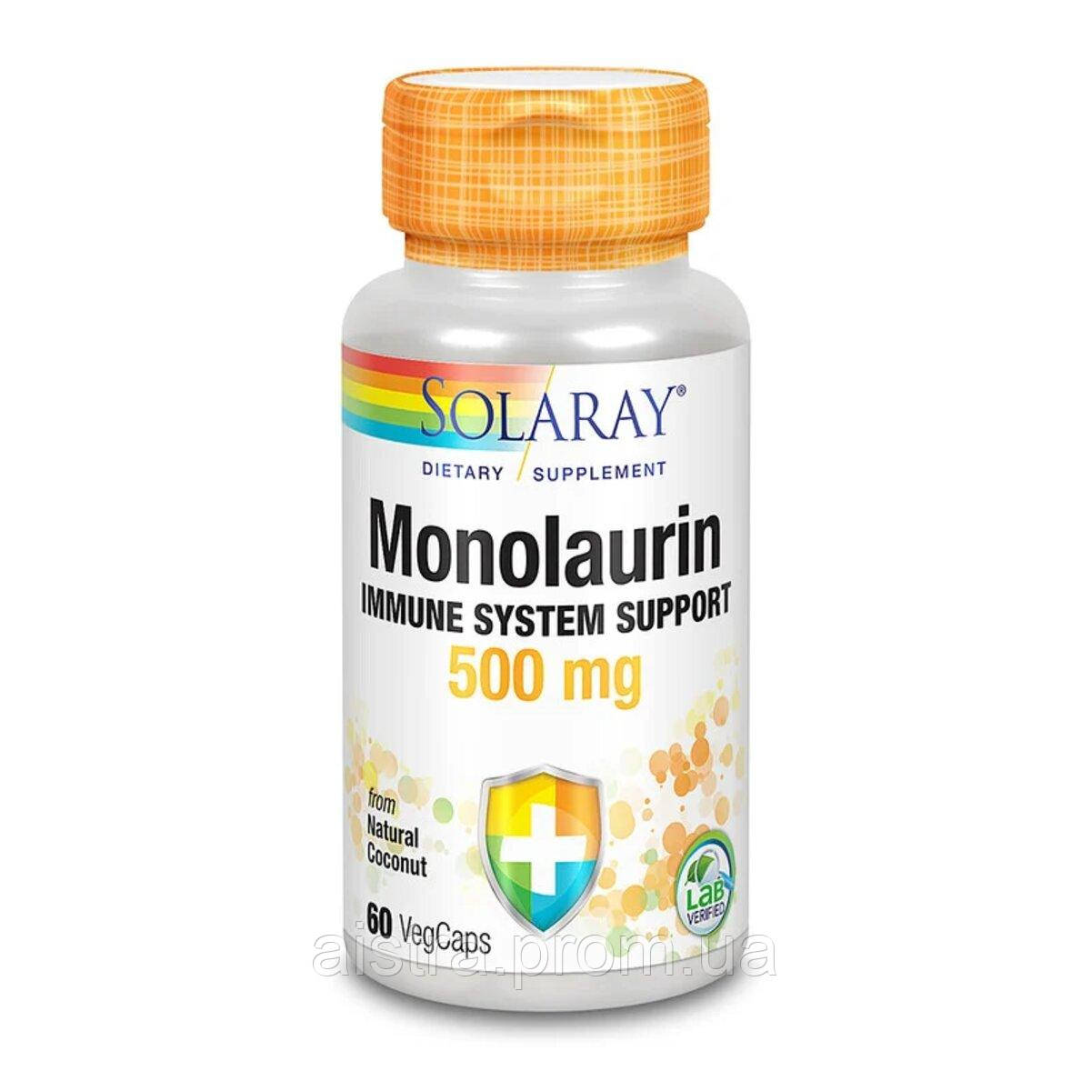 Монолаурин Monolaurin Solaray 500 мг 60 вегетарианских капсул UT, код: 1879425 - фото 1 - id-p2166485752