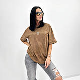 Жіноча базова футболка принт леопард, тай-дай, вільного крою, кулірка Туреччина, повсякденна | Норма та батал, фото 2