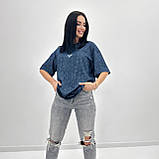 Жіноча базова футболка принт леопард, тай-дай, вільного крою, кулірка Туреччина, повсякденна | Норма та батал, фото 4