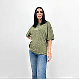 Жіноча базова футболка принт леопард, тай-дай, вільного крою, кулірка Туреччина, повсякденна | Норма та батал, фото 7