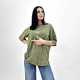 Жіноча базова футболка принт леопард, тай-дай, вільного крою, кулірка Туреччина, повсякденна | Норма та батал, фото 9