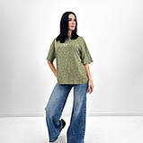 Жіноча базова футболка принт леопард, тай-дай, вільного крою, кулірка Туреччина, повсякденна | Норма та батал, фото 10