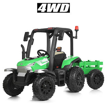 Дитячий електромобіль Трактор із причепом Bambi Racer M 4919EBLRS 4 мотори 35 W, 1 акумулятор 12V14AH