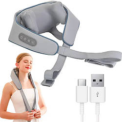 Електричний масажер для шиї, спини та тіла з підігрівом / Роликовий масажер для зняття втоми в шиї