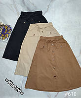 Спідниця жіноча котонова з кишенями та поясом норма розміри 42-48, колір уточнюйте під час замовлення