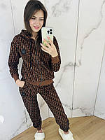Женский спортивный костюм Christian Dior коричневый (Диор трикотаж двунитка Турция)