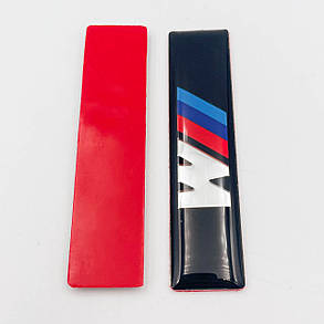 Металевий шильдик емблема BMW (БМВ) M Performance - M-Color Black 60x14 mm, фото 4