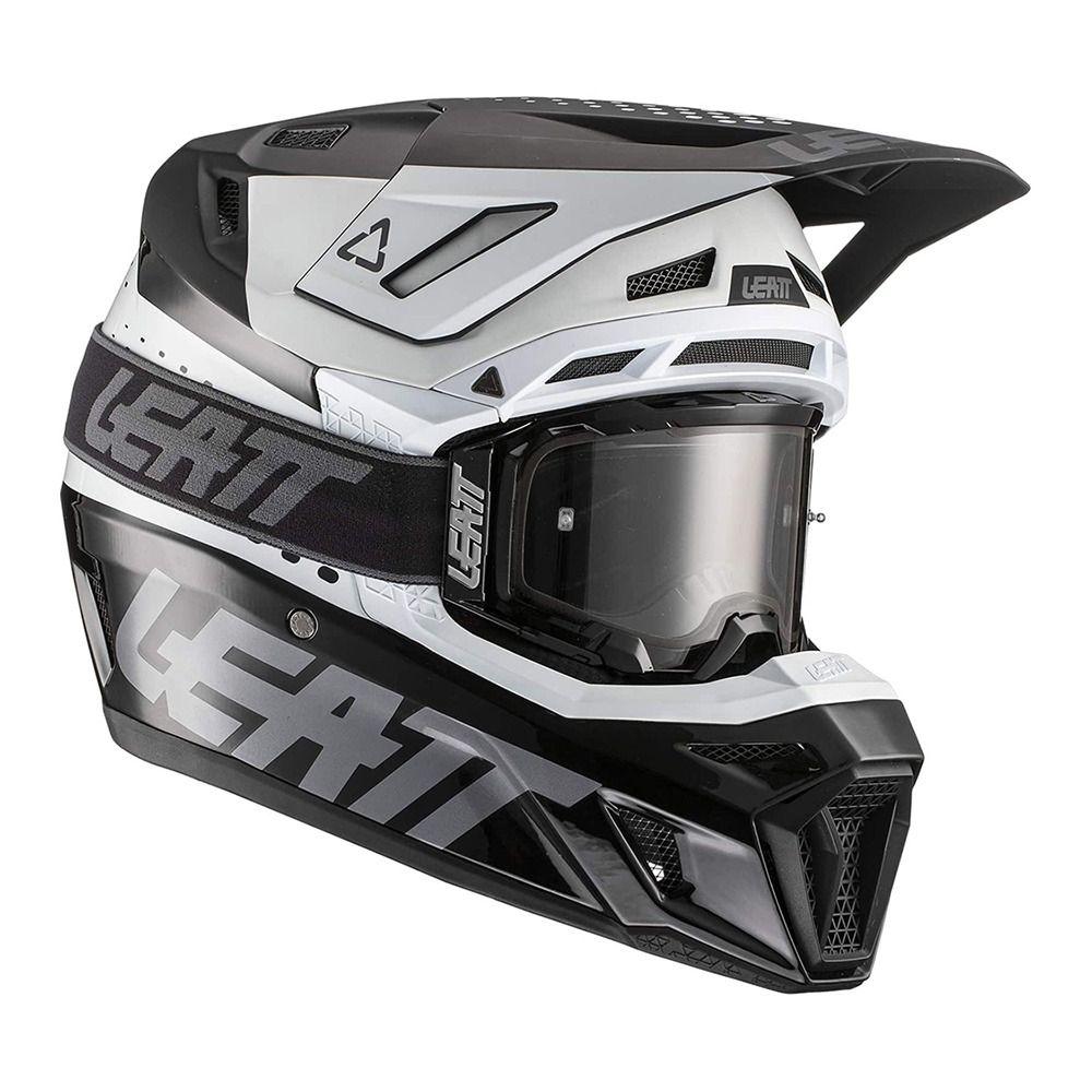 МОТОШОЛОМ ЕНДУРО LEATT MOTO 8.5 V22 - BLACK/WHITE (+ОКУЛЯРИ VELOCITY 5.5), фото 1