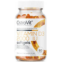 Витамин D для спорта OstroVit Vitamin D3 2000 IU 60 Caps UT, код: 7520405