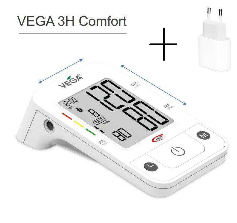 Тонометр VEGA 3H Comfort з універсальною манжетой Lux 22-32 + Адаптер Micro USB на плече гарантія 5 років