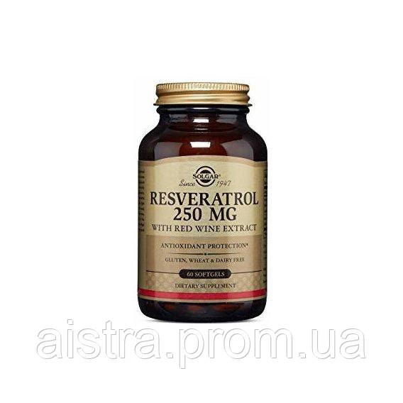 Ресвератрол Solgar Resveratrol 250 mg 60 Softgels UT, код: 7527180 - фото 1 - id-p2166487148