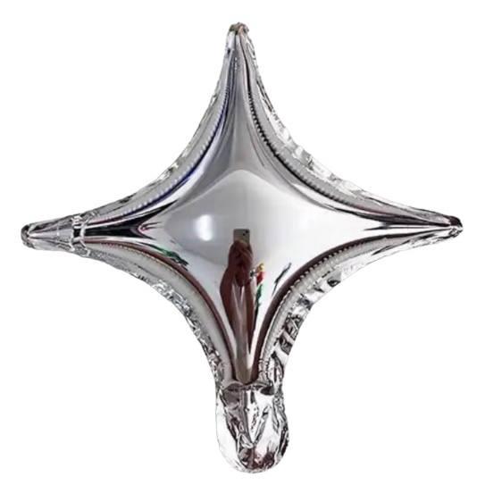 Шар звезда четырёхконечная серебряная 5" (Китай)