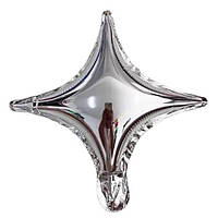 Шар звезда четырёхконечная серебряная 5" (Китай)