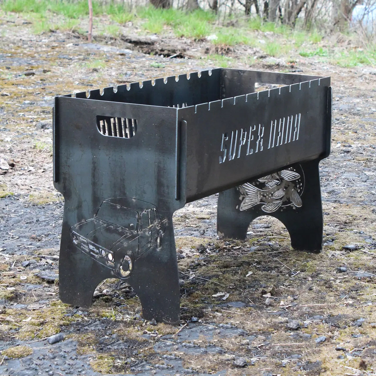 Мангал розбірний на 8 шт з індивідуальним гравіюванням – на подарунок. Розмір – 500х300х440 мм, фото 1