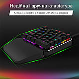 Ігрова міні клавіатура провідна підсвічуванням геймерський кейпад для ігор K9 RGB Keypad для однієї руки одноручна, фото 7